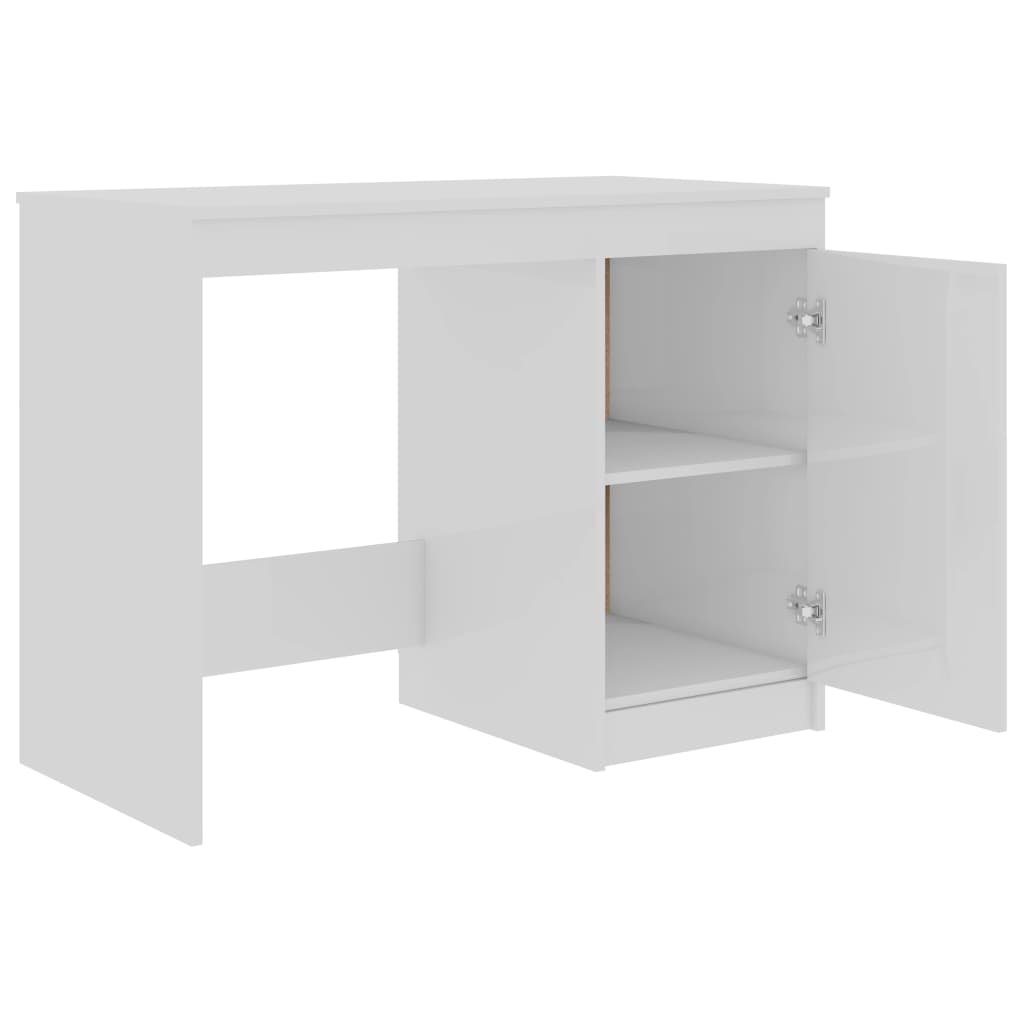 Desk High Gloss White 100x50x76 cm Engineered Wood