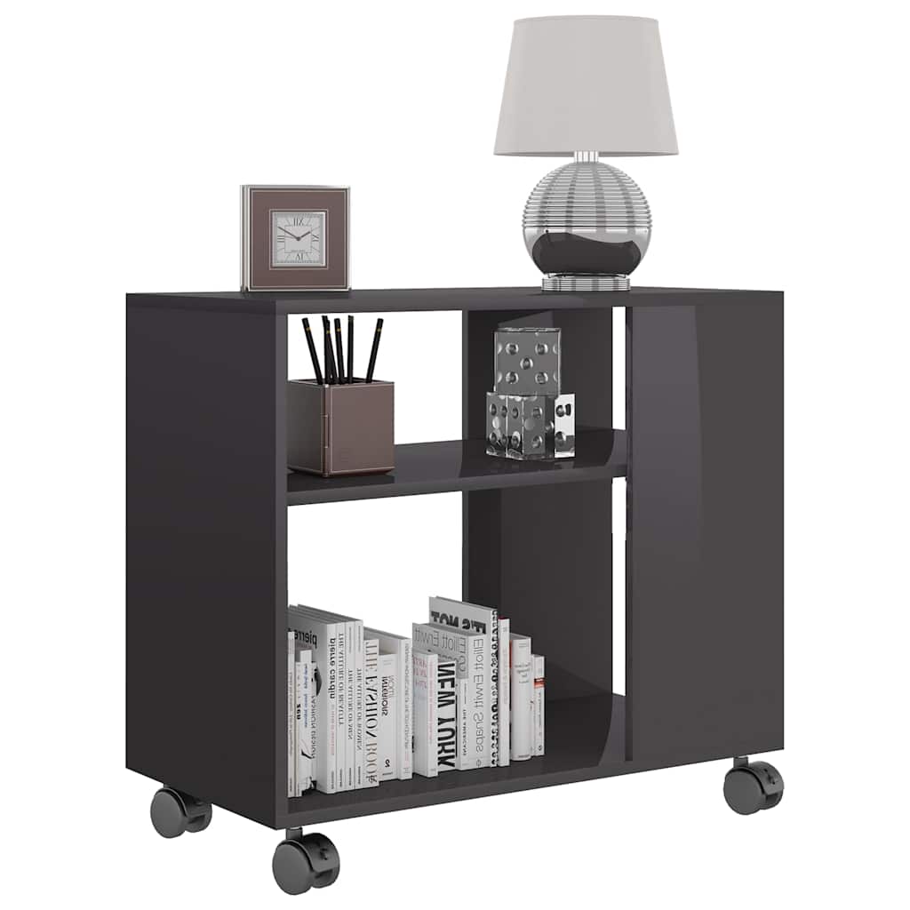 Side Table High Gloss Grey 70x35x55 cm Engineered Wood