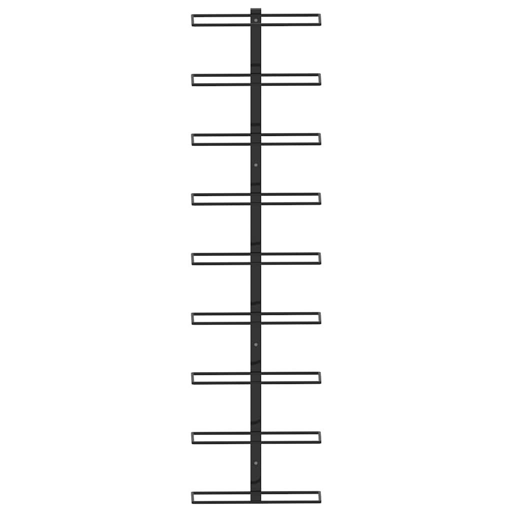 Wall-mounted Wine Rack for 9 Bottles Black Iron