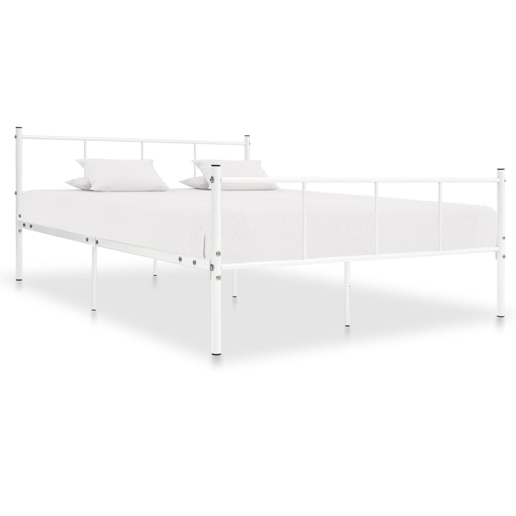Bed Frame without Mattress White Metal 120x200 cm