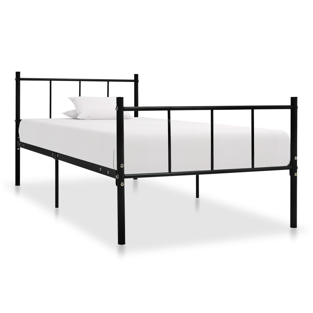 Bed Frame without Mattress Black Metal 90x200 cm