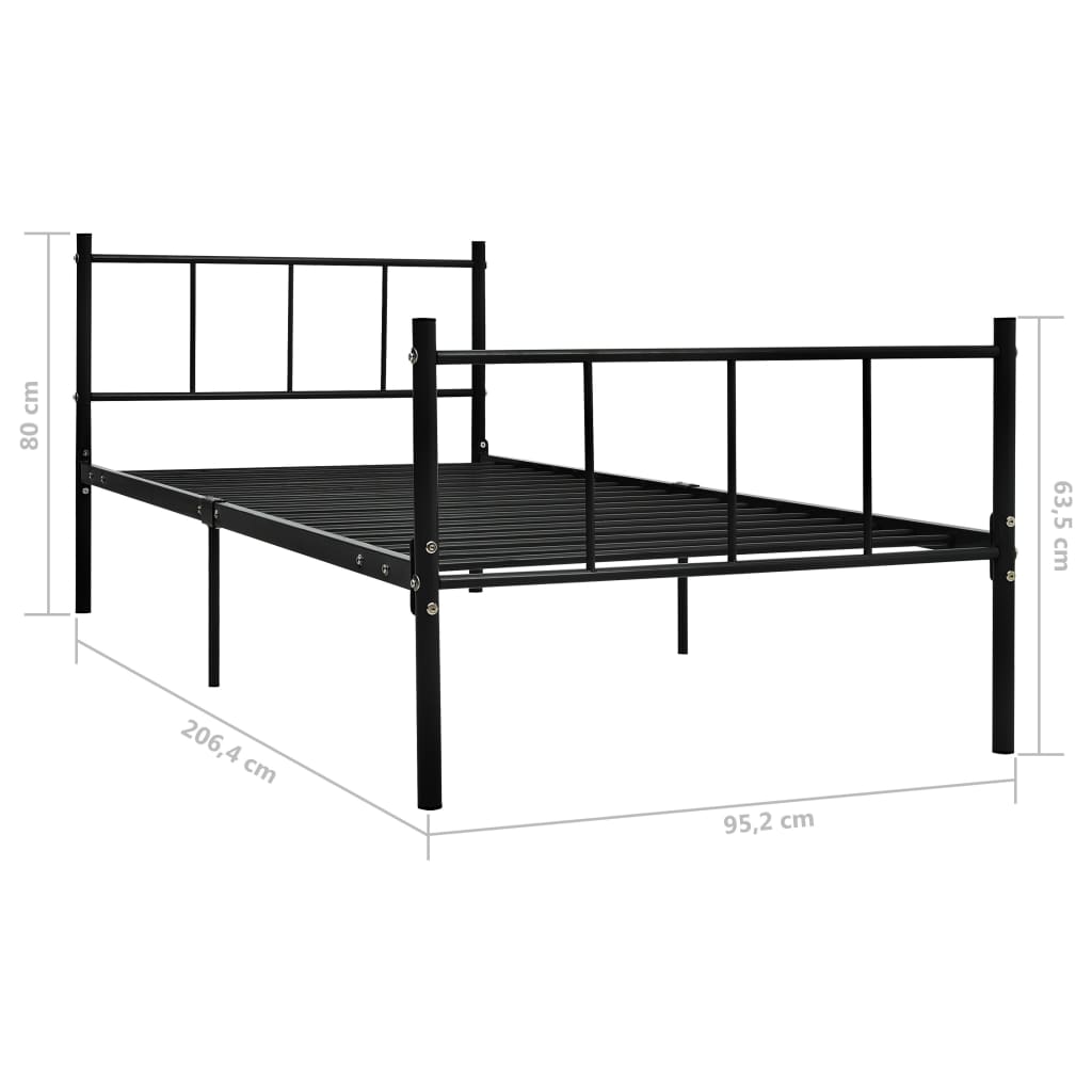 Bed Frame without Mattress Black Metal 90x200 cm