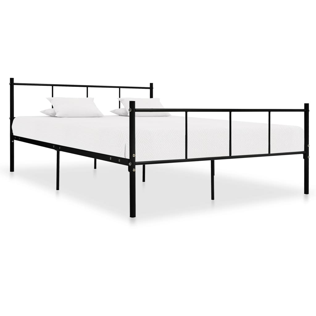 Bed Frame without Mattress Black Metal 140x200 cm