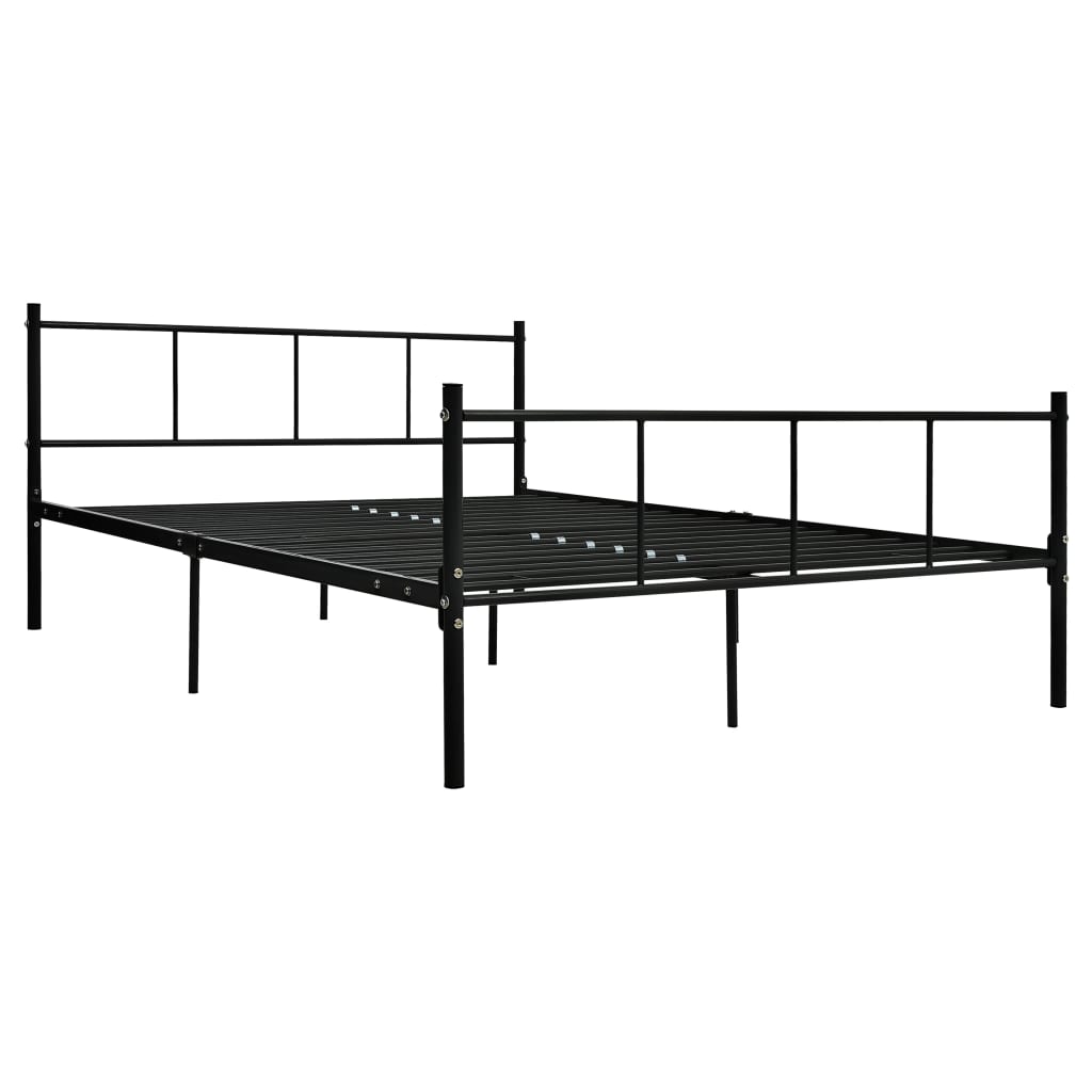 Bed Frame without Mattress Black Metal 140x200 cm
