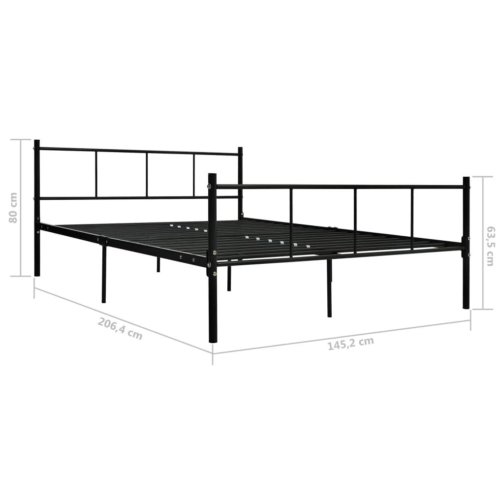 Bed Frame without Mattress Black Metal 140x200 cm