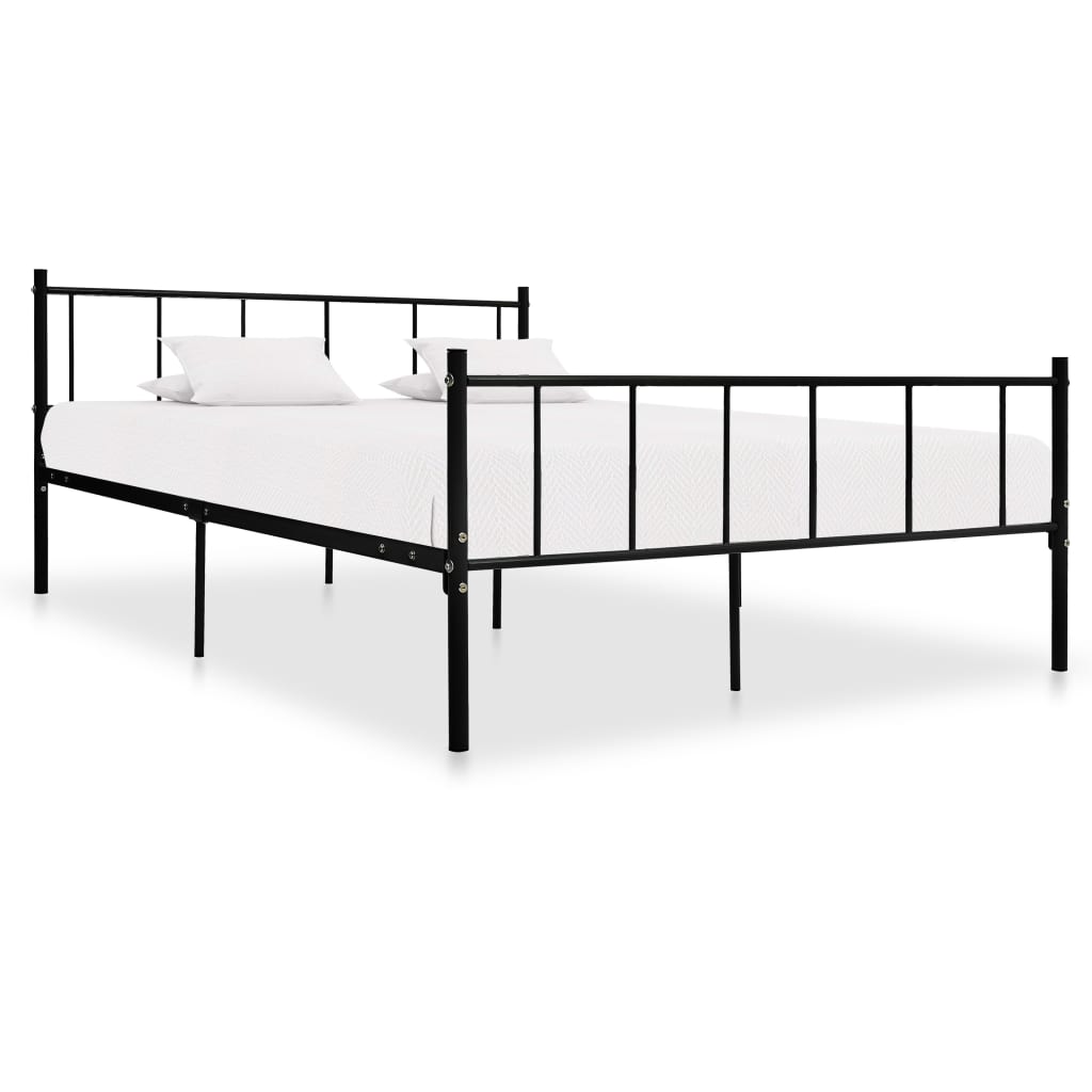 Bed Frame without Mattress Black Metal 180x200 cm Super King