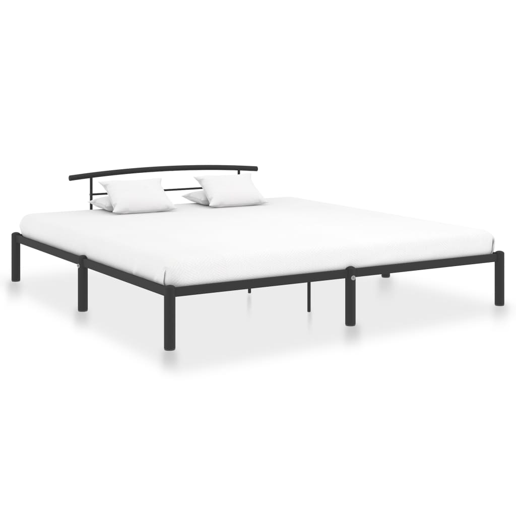 284661 vidaXL Bed Frame without Mattress Black Metal 180x200 cm Super King