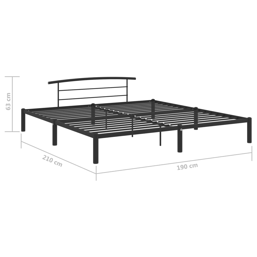 284661 vidaXL Bed Frame without Mattress Black Metal 180x200 cm Super King