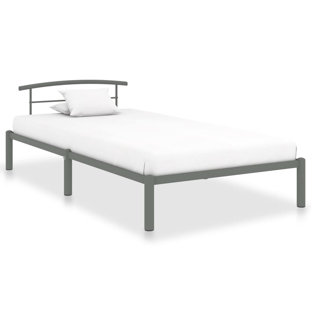 284663 vidaXL Bed Frame without Mattress Grey Metal 100x200 cm