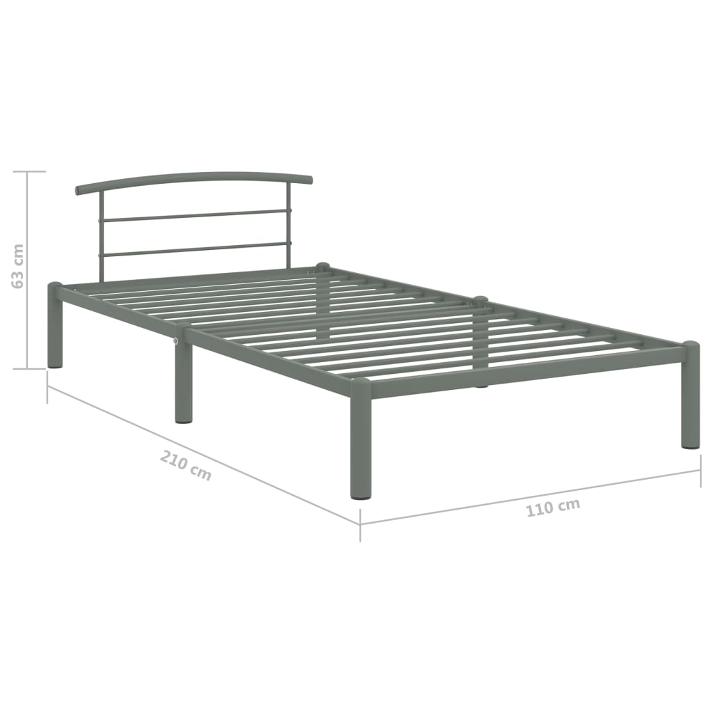 284663 vidaXL Bed Frame without Mattress Grey Metal 100x200 cm