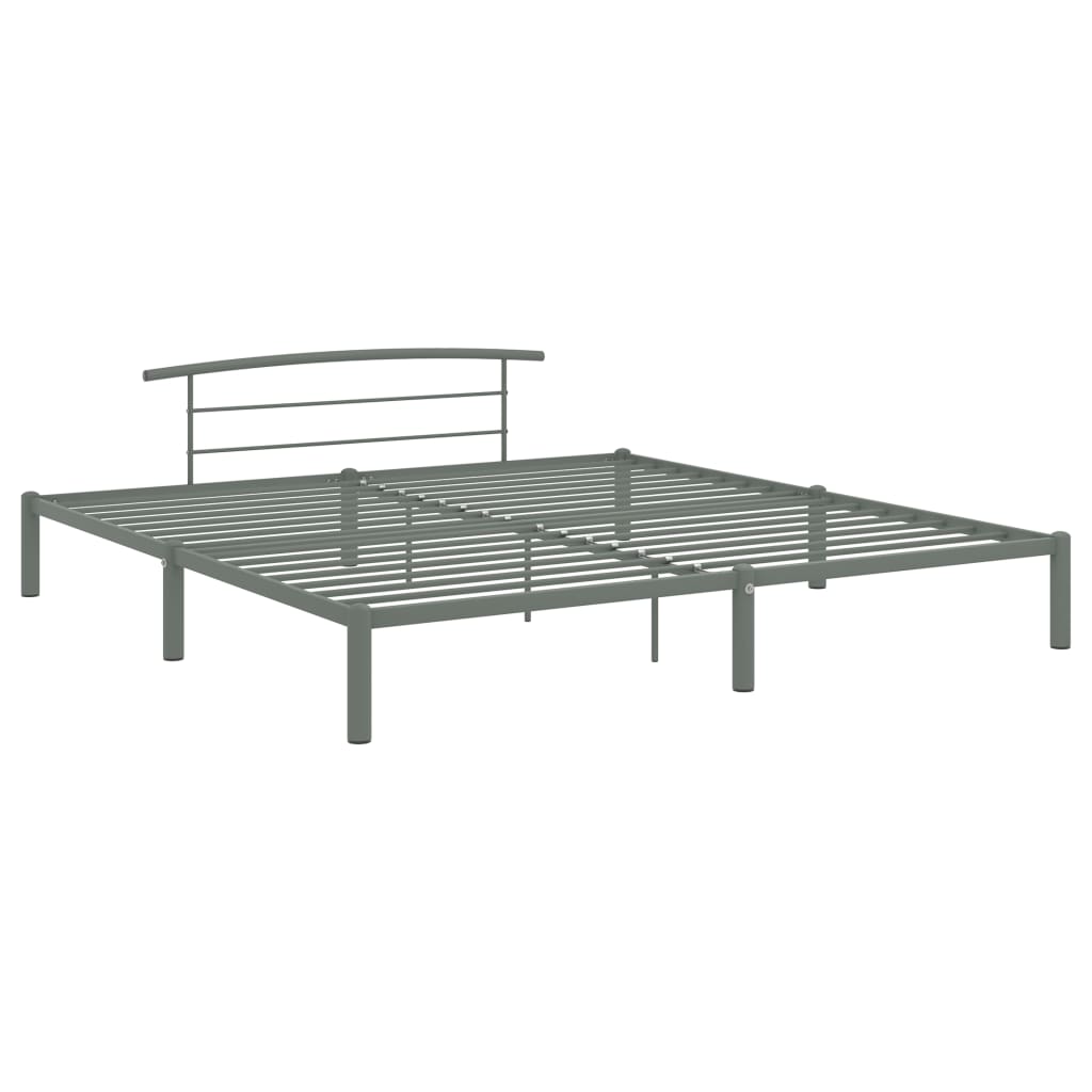 284667 vidaXL Bed Frame without Mattress Grey Metal 180x200 cm Super King