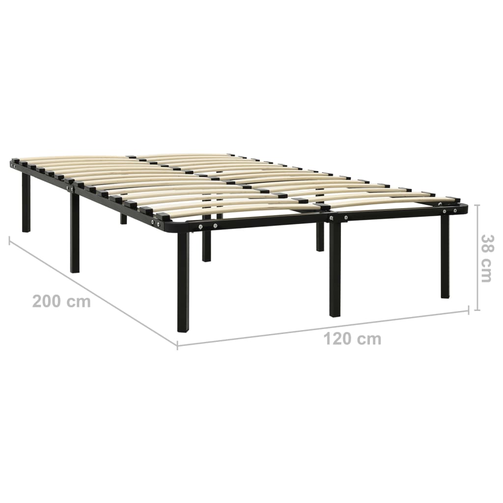 Bed Frame without Mattress Black Metal 120x200 cm