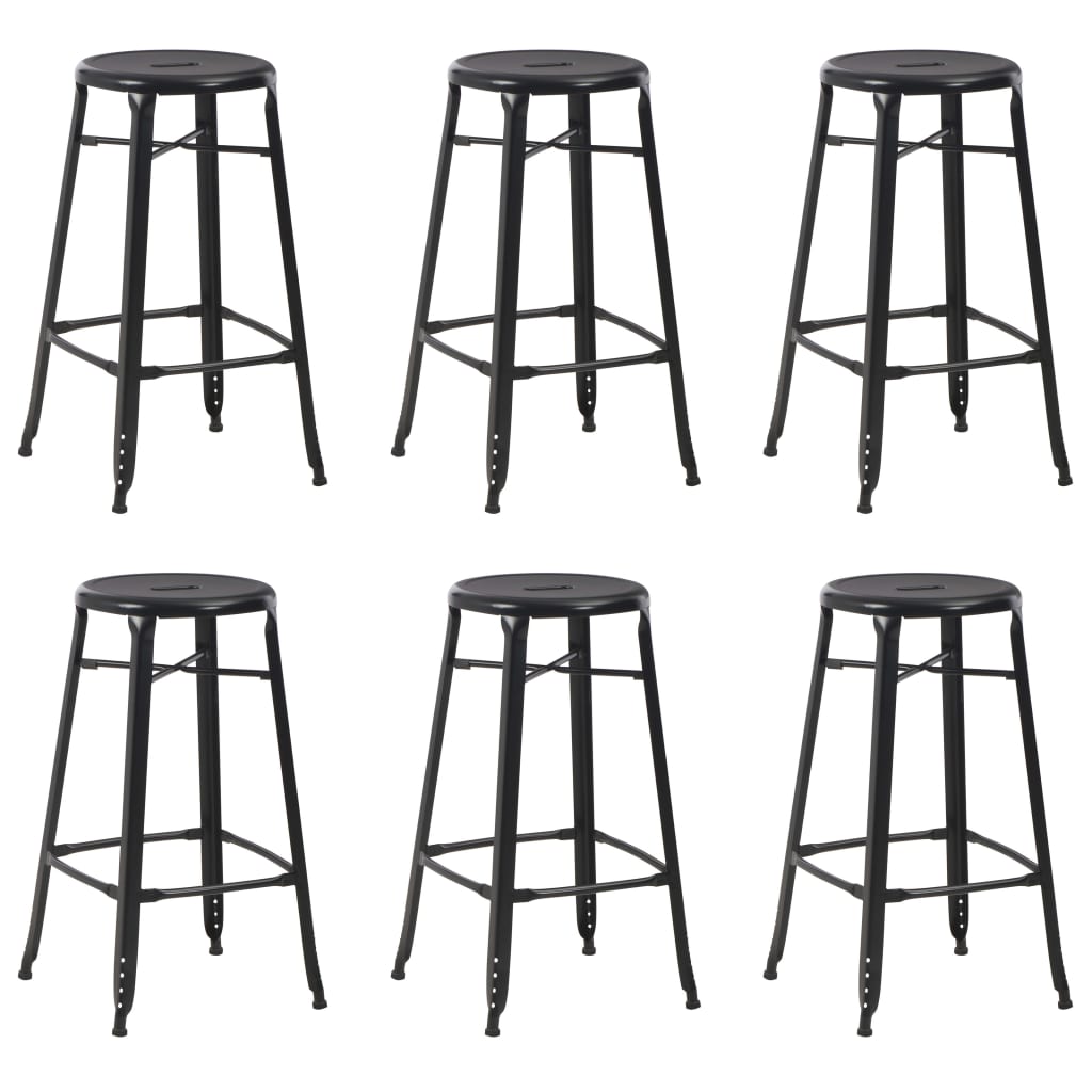 Bar Stools 6 pcs Black Steel