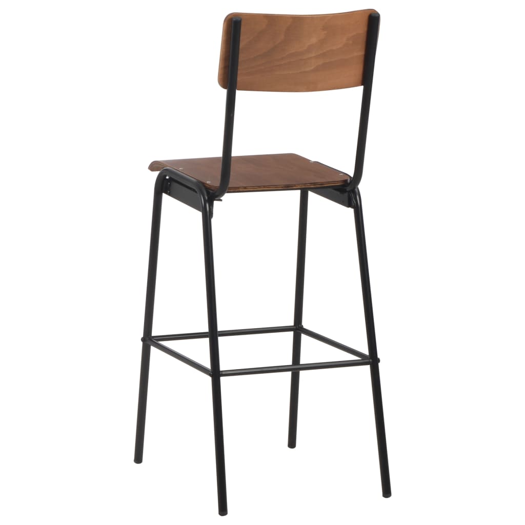 Bar Chairs 6 pcs Solid Plywood Steel