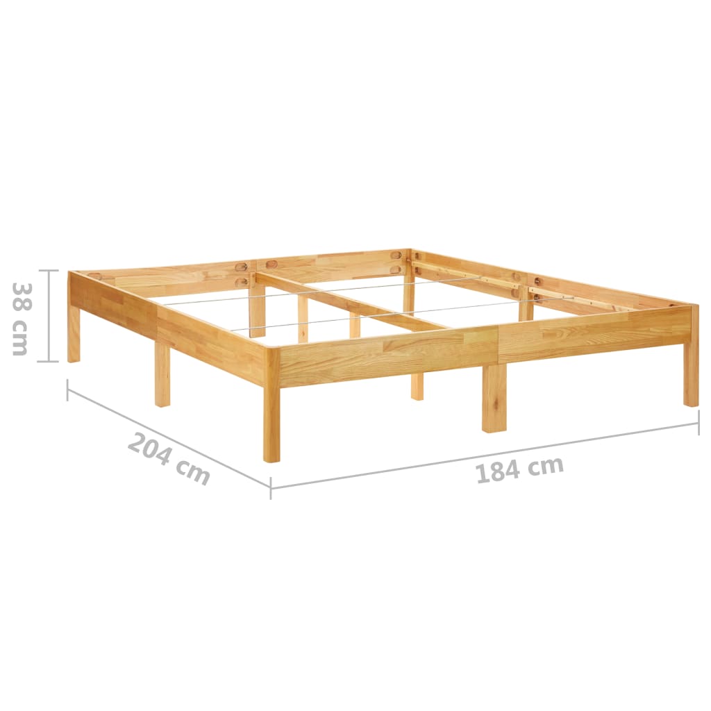 Bed Frame without Mattress Solid Oak Wood 180x200cm