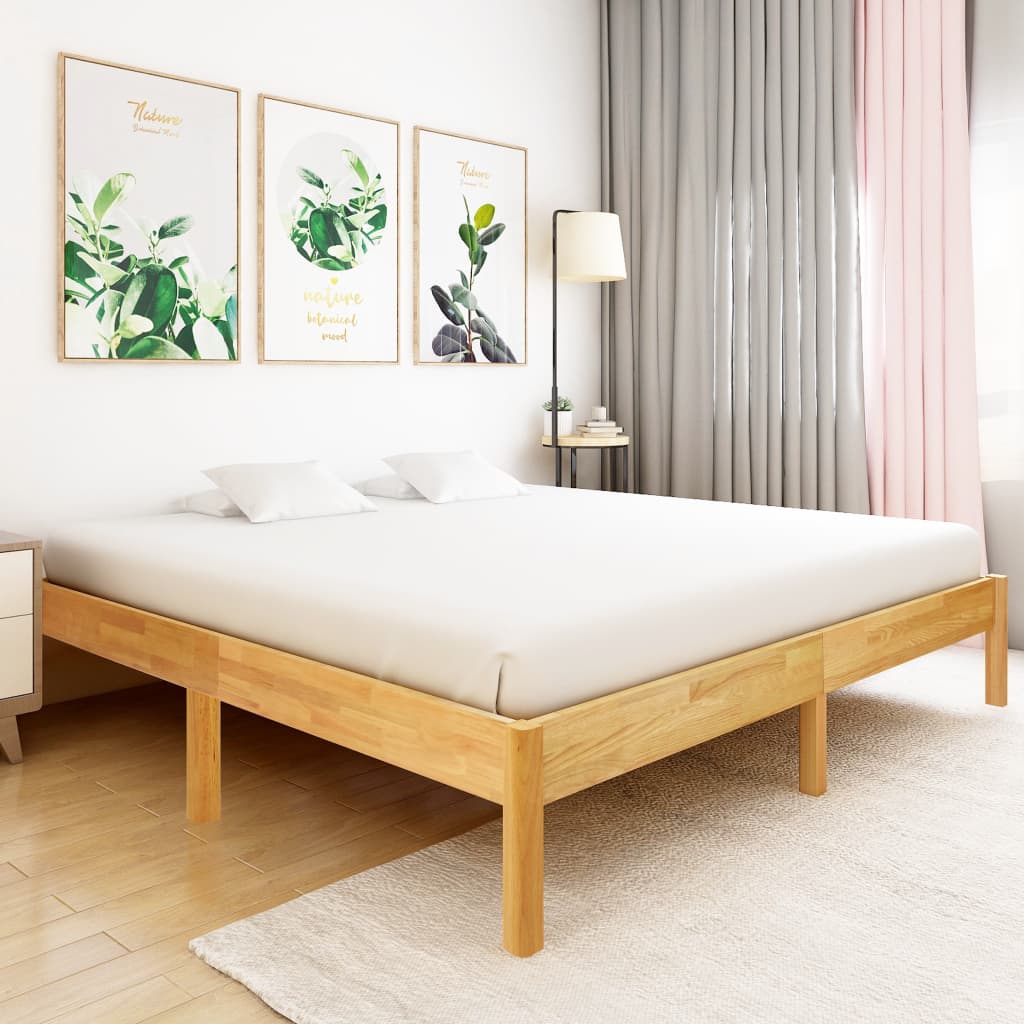 Bed Frame without Mattress Solid Oak Wood 180x200cm