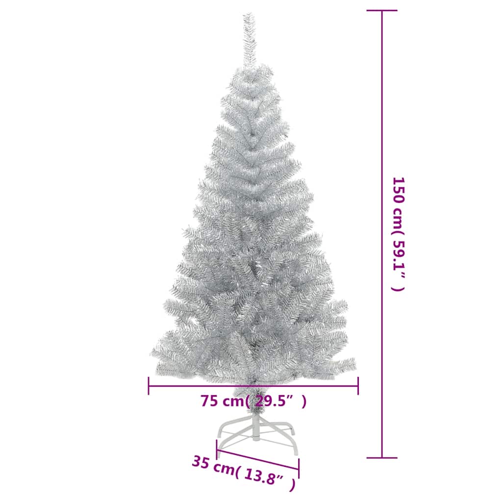 Artificial Christmas Tree with Stand Silver 150 cm PET