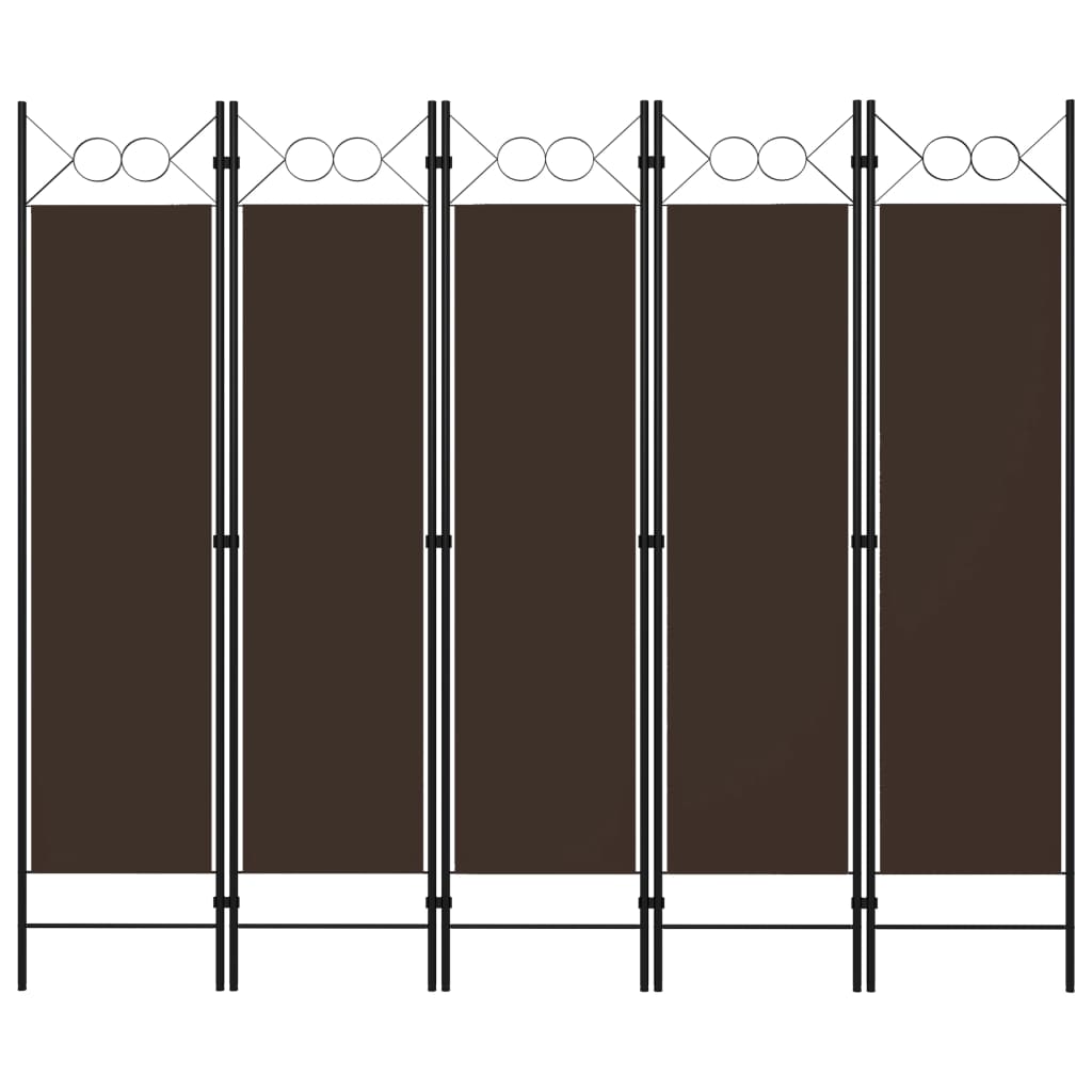 5-Panel Room Divider Brown 200x180 cm