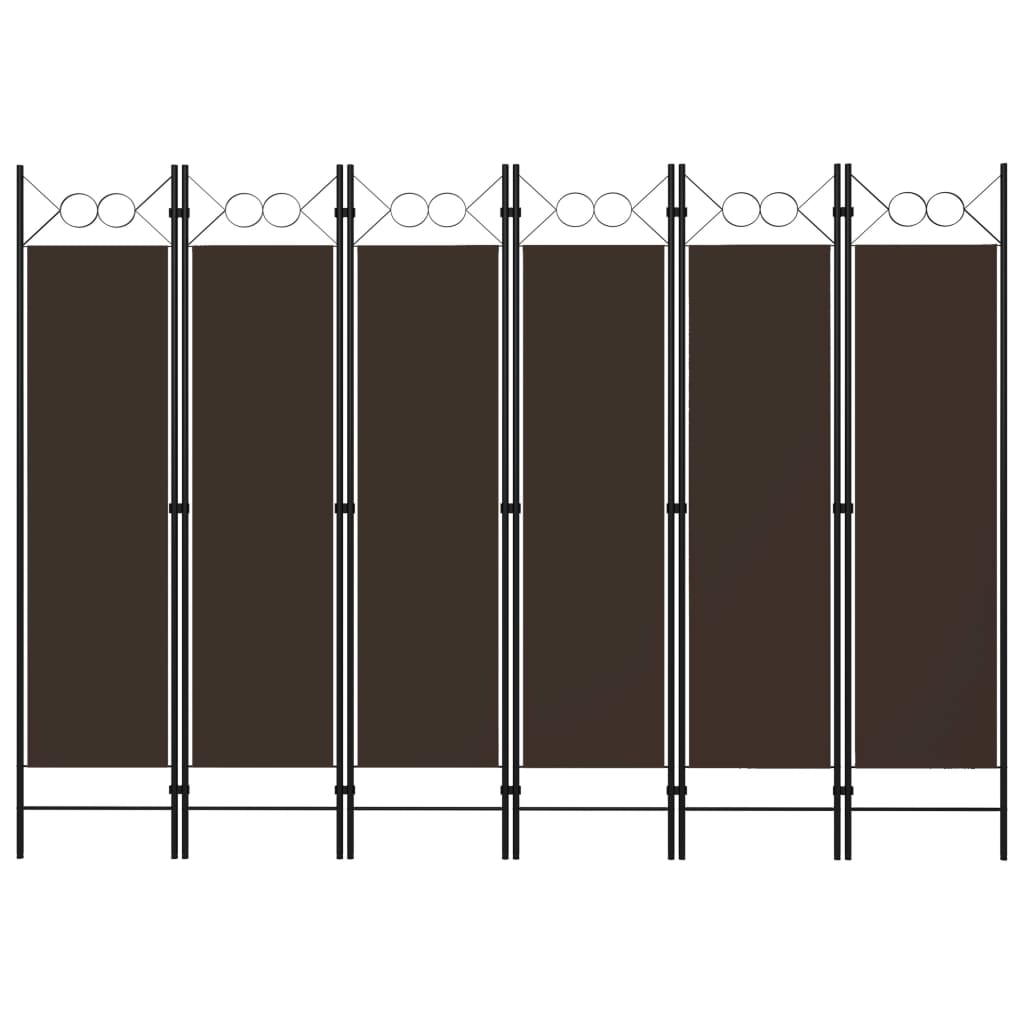 6-Panel Room Divider Brown 240x180 cm