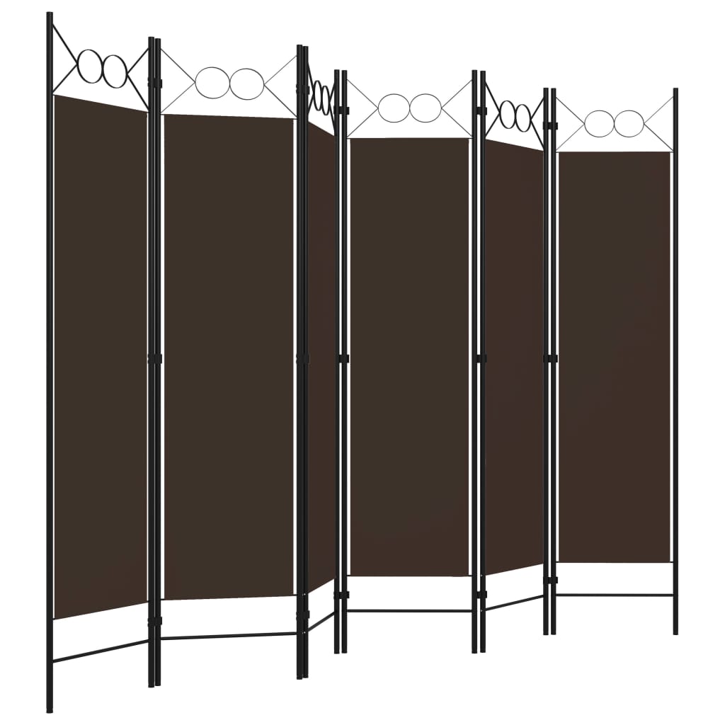 6-Panel Room Divider Brown 240x180 cm
