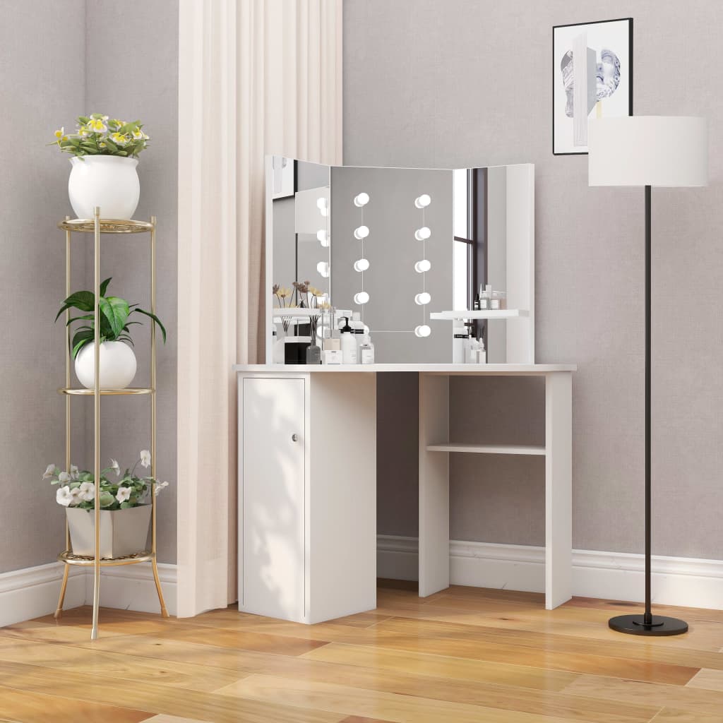 Corner Dressing Table With Led 111X54X141.5 Cm
