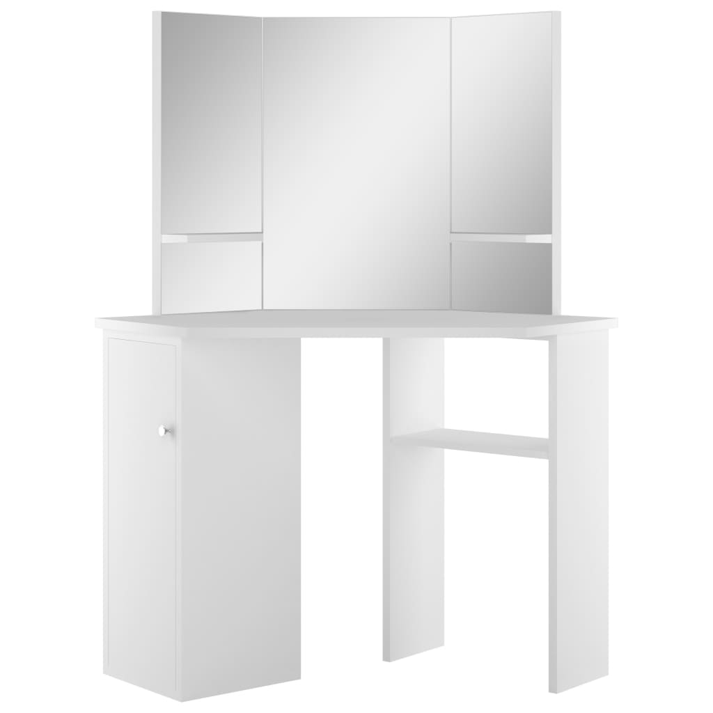 Corner Dressing Table Cosmetic Table Make-Up Table White