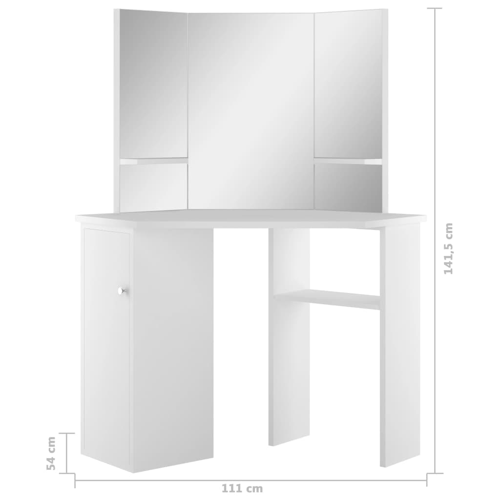 Corner Dressing Table Cosmetic Table Make-Up Table White
