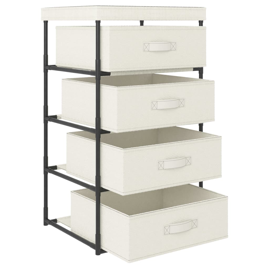 Storage Rack with 4 Fabric Baskets Steel Cream