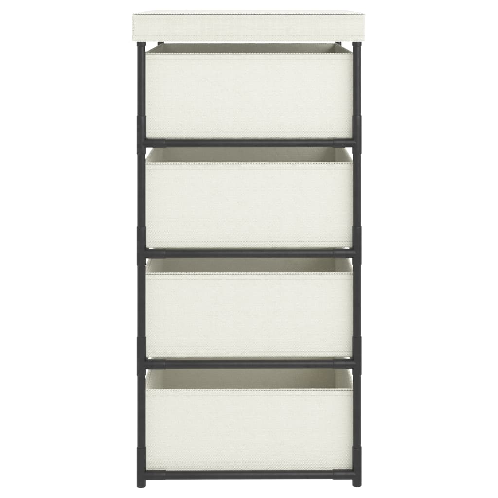 Storage Rack with 4 Fabric Baskets Steel Cream