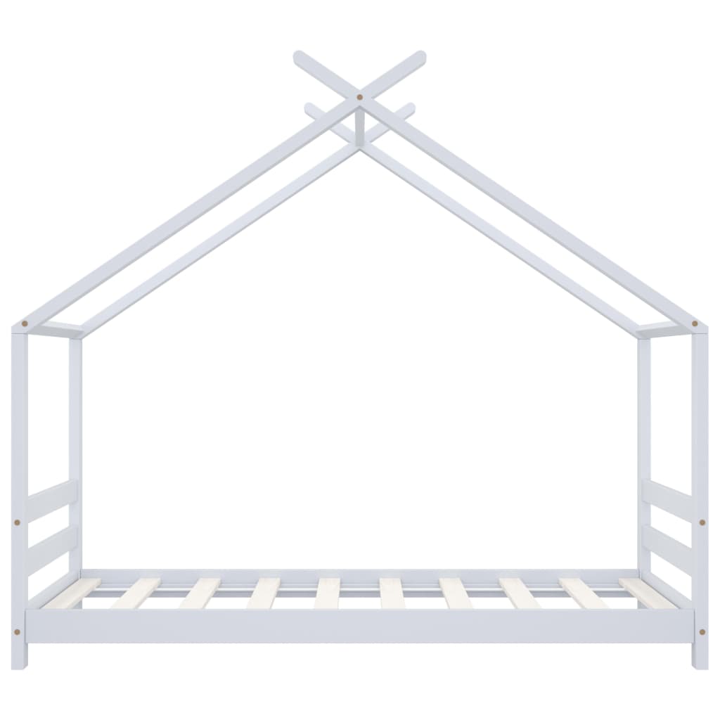 Kids Bed Frame White Solid Pine Wood 80x160 cm