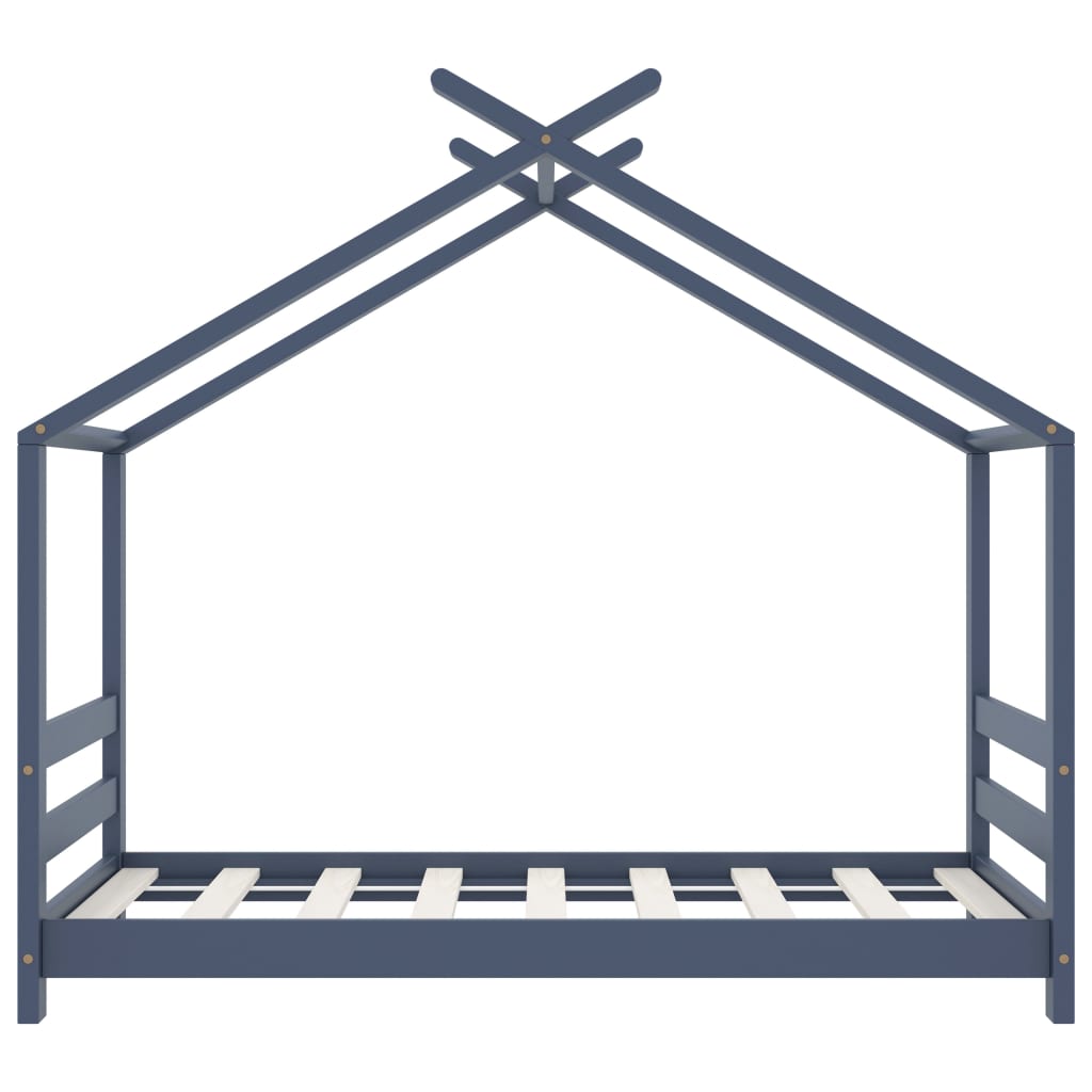 Kids Bed Frame Grey Solid Pine Wood 70x140 cm