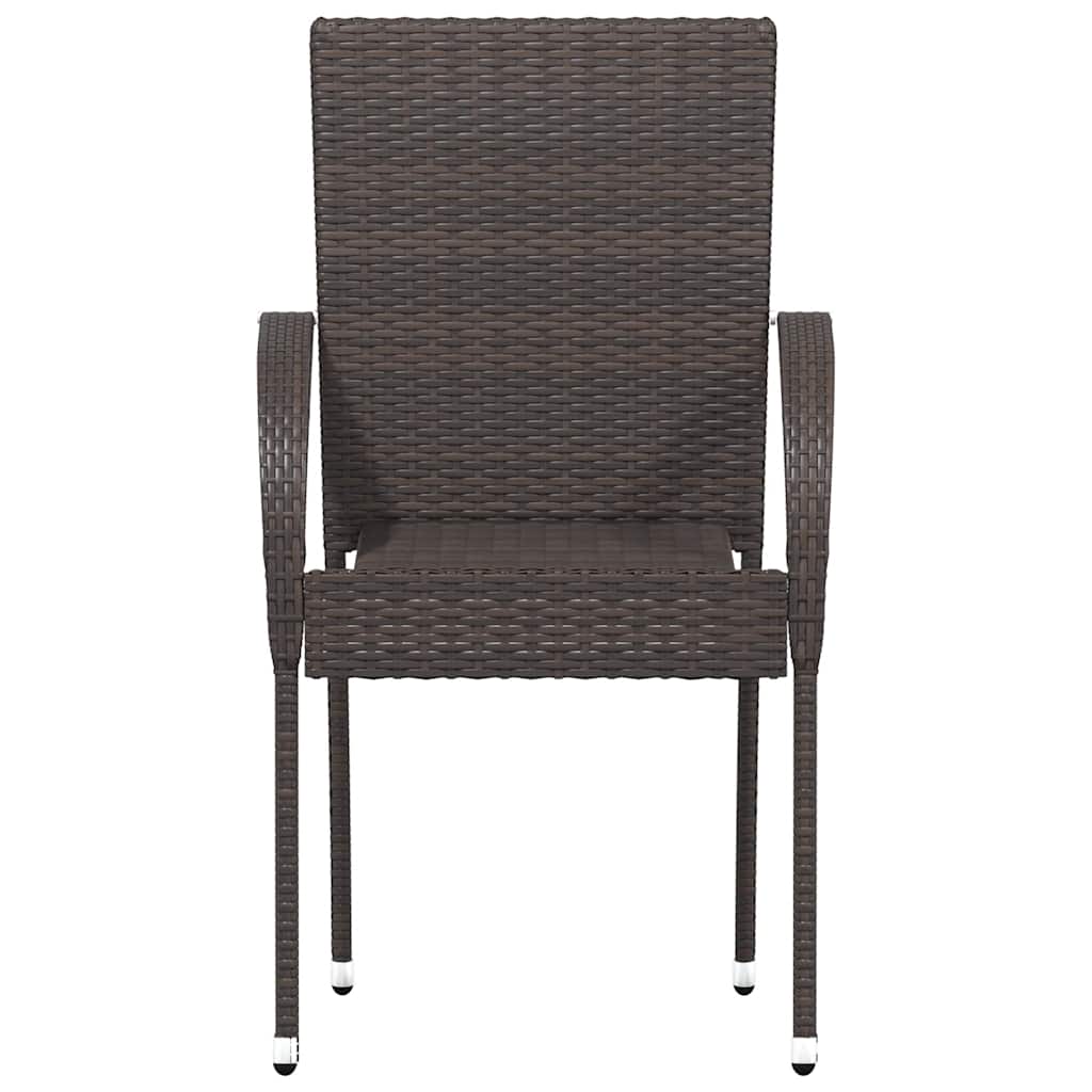 Stackable Outdoor Chairs 4 pcs Poly Rattan Brown