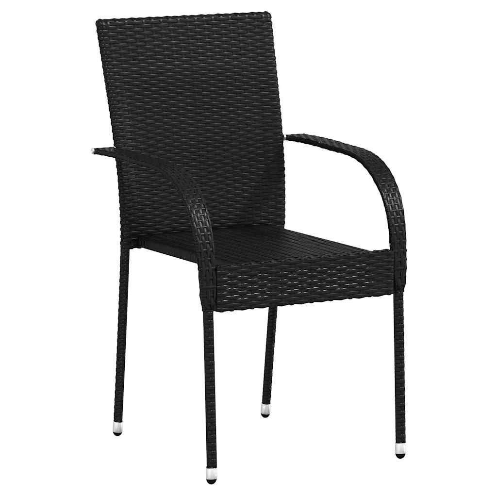 Stackable Outdoor Chairs 4 pcs Poly Rattan Black