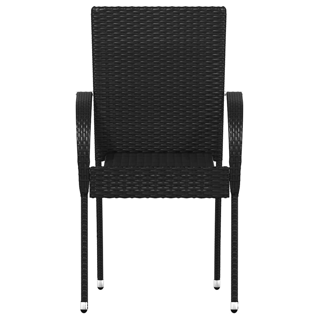 Stackable Outdoor Chairs 4 pcs Poly Rattan Black
