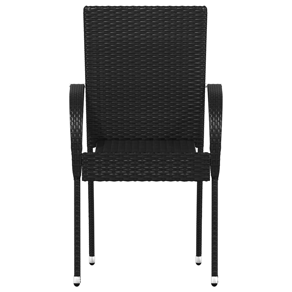 Stackable Outdoor Chairs 6 pcs Poly Rattan Black
