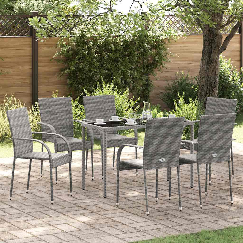 Stackable Outdoor Chairs 6 pcs Grey Poly Rattan