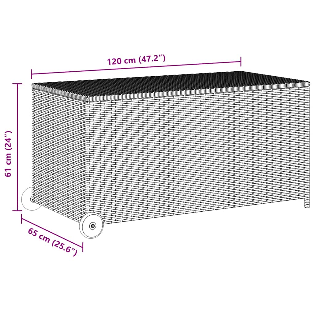 Garden Storage Box Light Grey 120x65x61 cm Poly Rattan