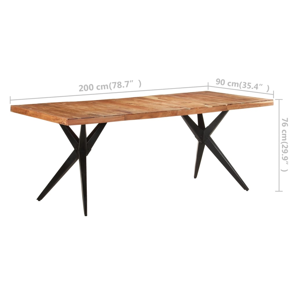 Dining Table 200x90x76 cm Solid Acacia Wood