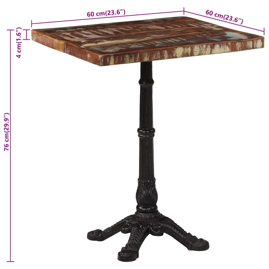 Bistro Table 60x60x76 cm Solid Reclaimed Wood