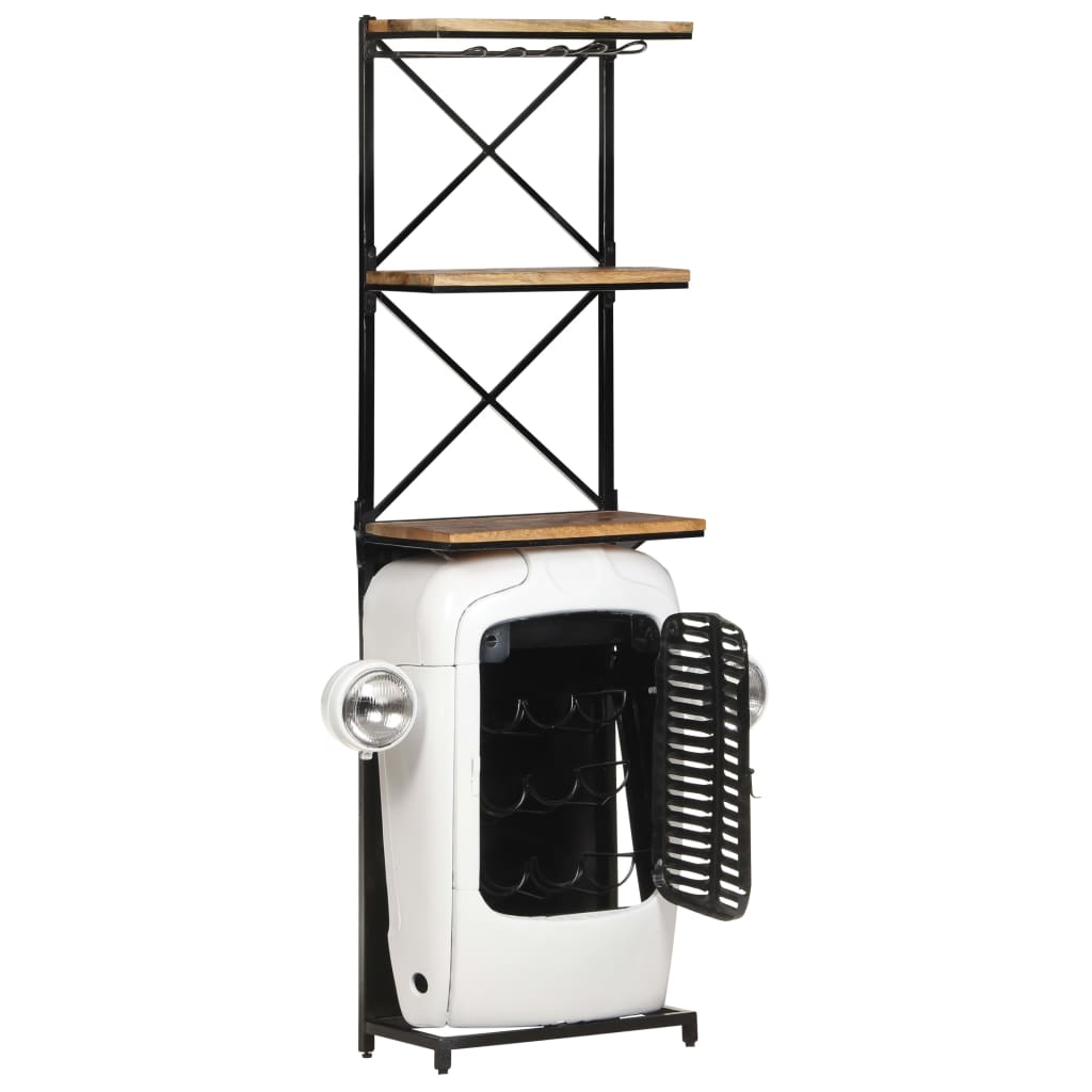 Tractor Wine Cabinet White 49x31x172 cm Rough Mango Wood