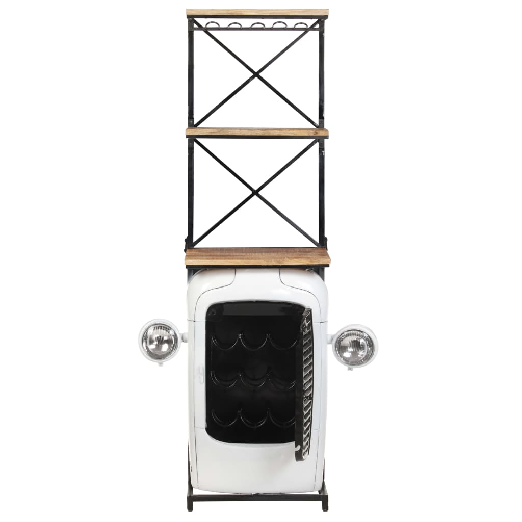 Tractor Wine Cabinet White 49x31x172 cm Rough Mango Wood