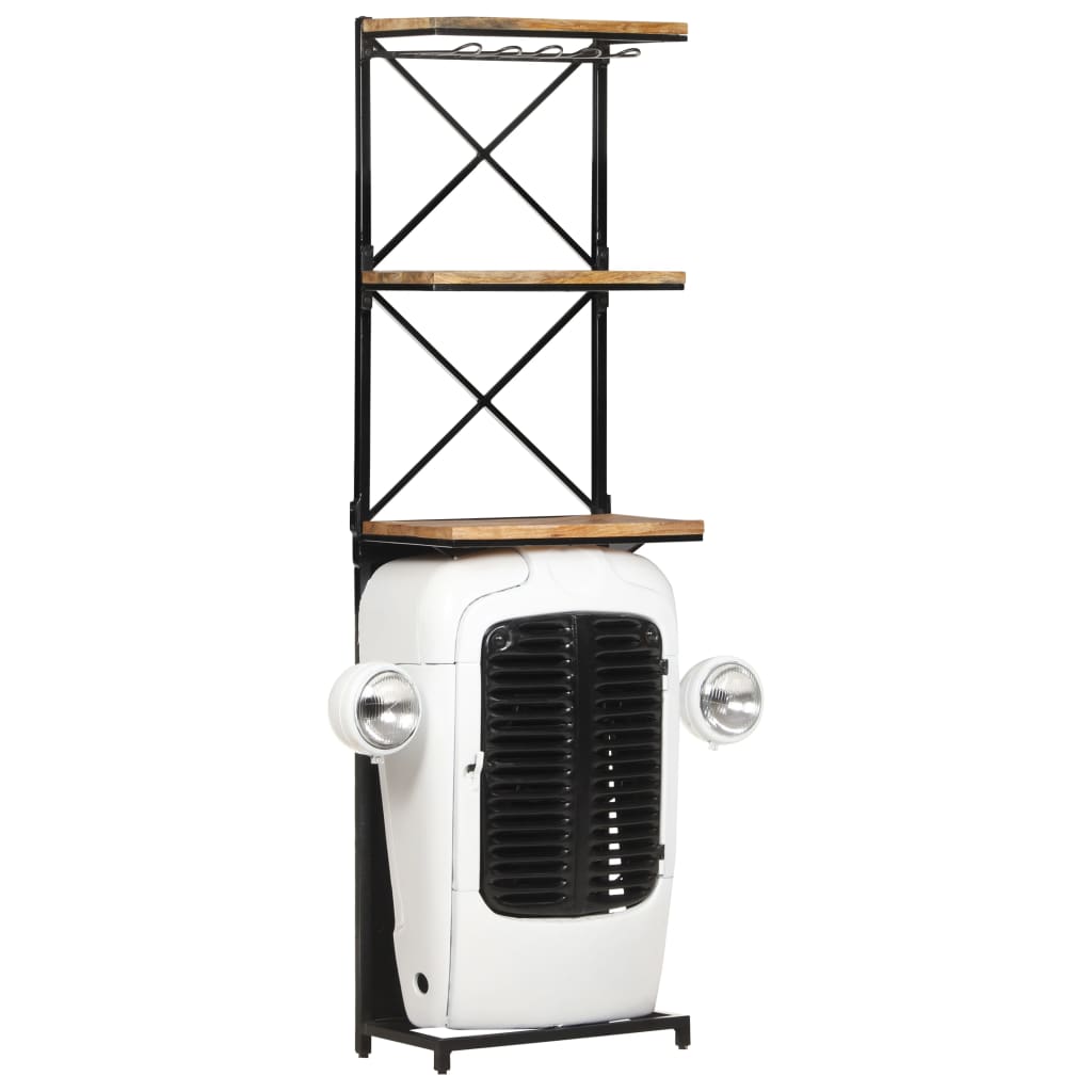 Tractor Wine Cabinet White 49x31x172 cm Rough Mango Wood