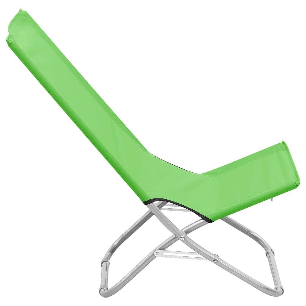 Folding Beach Chairs 2 pcs Green Fabric