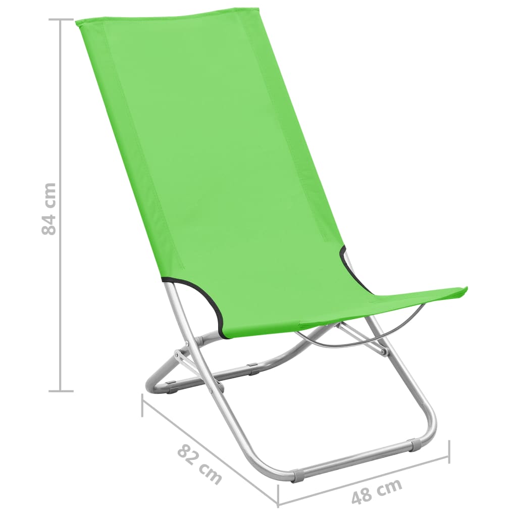 Folding Beach Chairs 2 pcs Green Fabric