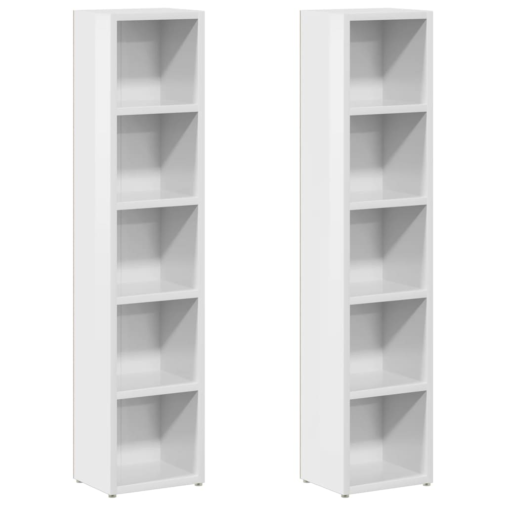 CD Cabinets 2 pcs High Gloss White 21x16x93.5 cm Engineered Wood