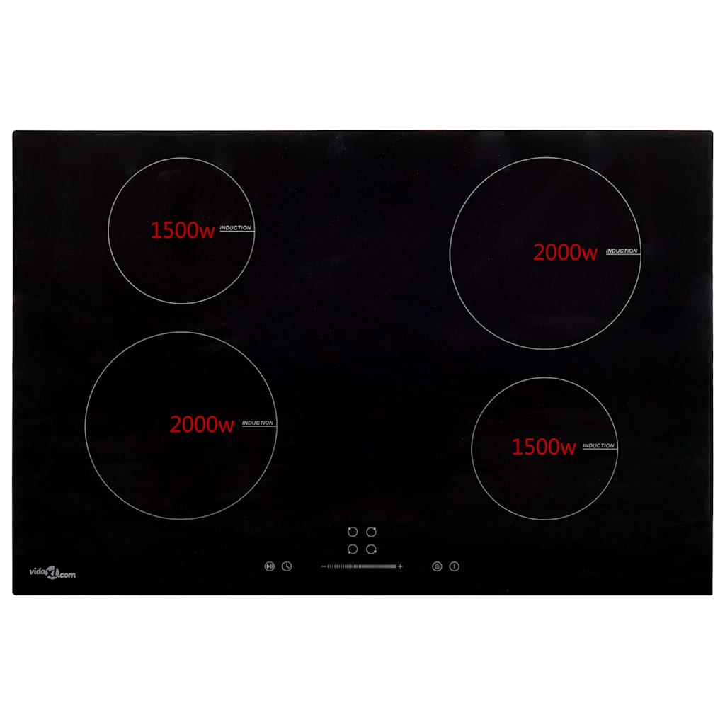 Induction Hob with 4 Burners Touch Control Glass 77 cm 7000 W