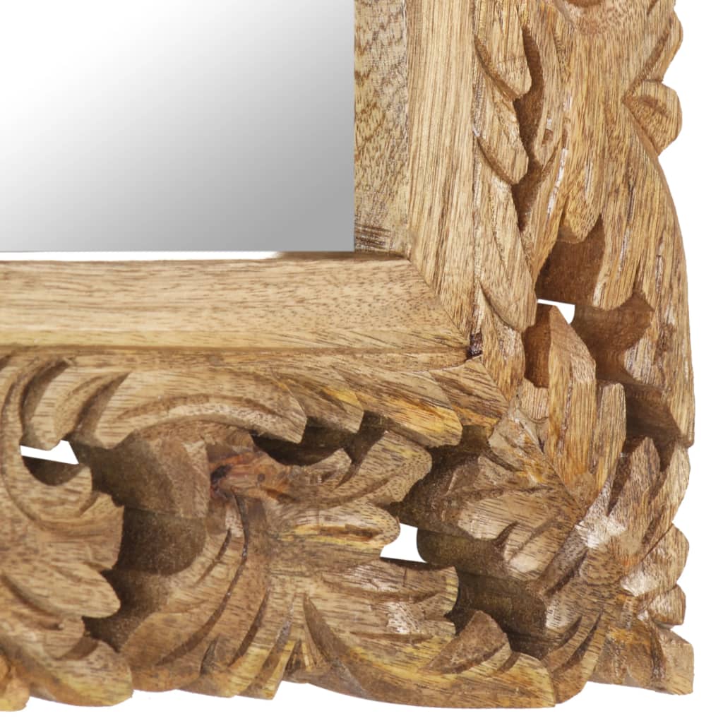 Hand Carved Mirror Solid Mango Wood