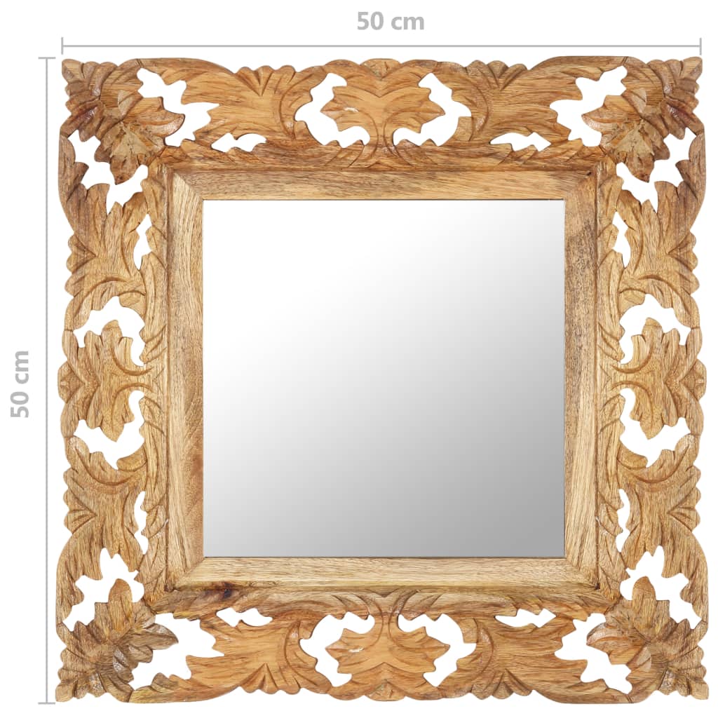 Hand Carved Mirror Solid Mango Wood