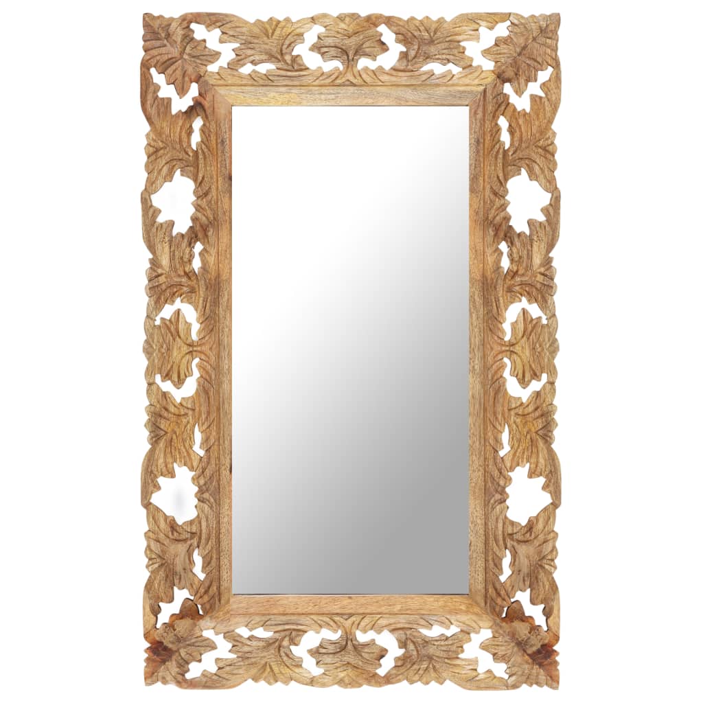 Hand Carved Mirror Solid Mango Wood