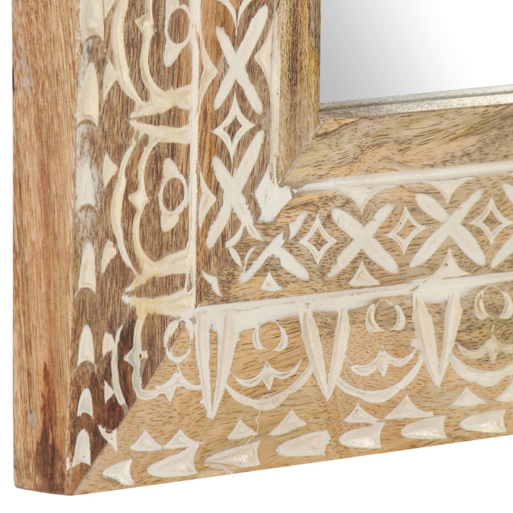 Hand-Carved Mirror Solid Mango Wood